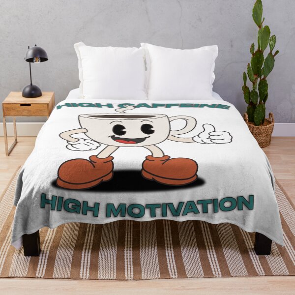 Item preview, High Caffeine High Motivation - Retro Coffee Cup Mascot designed and sold by KozbiDesign.