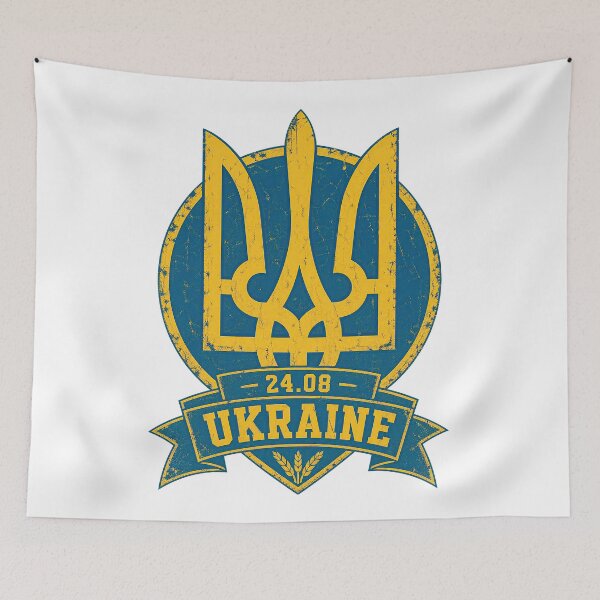 Item preview, Ukraine Independence Day Tryzub Emblem Blue and Yellow designed and sold by ML-Media.