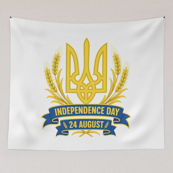 Item preview, Ukraine Independence Day 24 August Tryzub Wheat Emblem designed and sold by ML-Media.