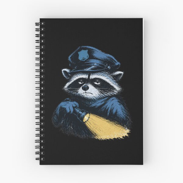 Item preview, Raccoon Security Guard with Flashlight and Oversized Hat Noir Comic Risograph Style Funny Night Shift Art designed and sold by OnPointOutfits.