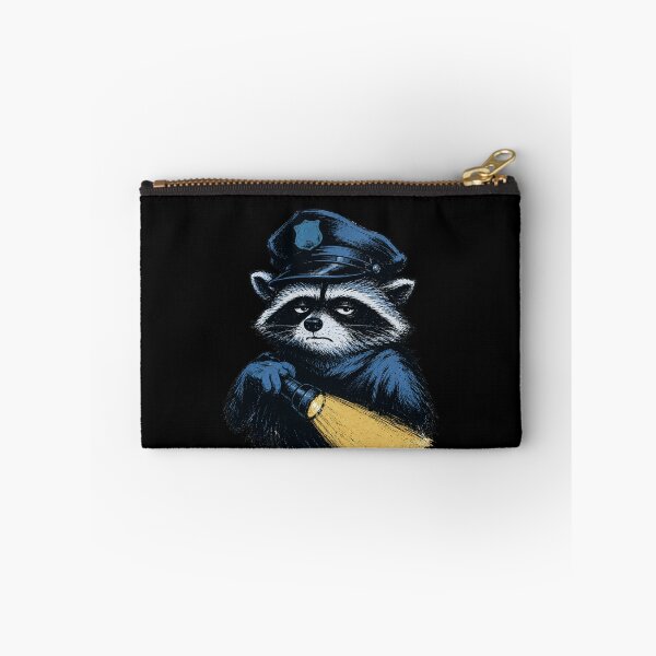 Item preview, Raccoon Security Guard with Flashlight and Oversized Hat Noir Comic Risograph Style Funny Night Shift Art designed and sold by OnPointOutfits.