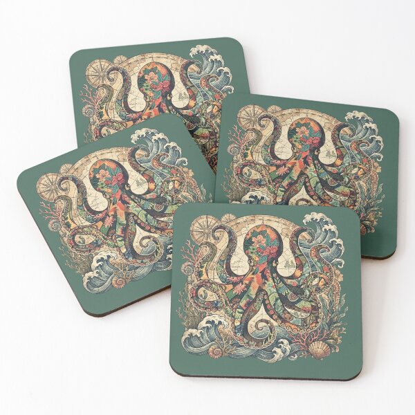 Item preview, Floral Kraken Nautical Graphic designed and sold by Reverie & Roses.