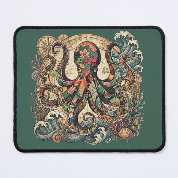 Item preview, Floral Kraken Nautical Graphic designed and sold by Reverie & Roses.