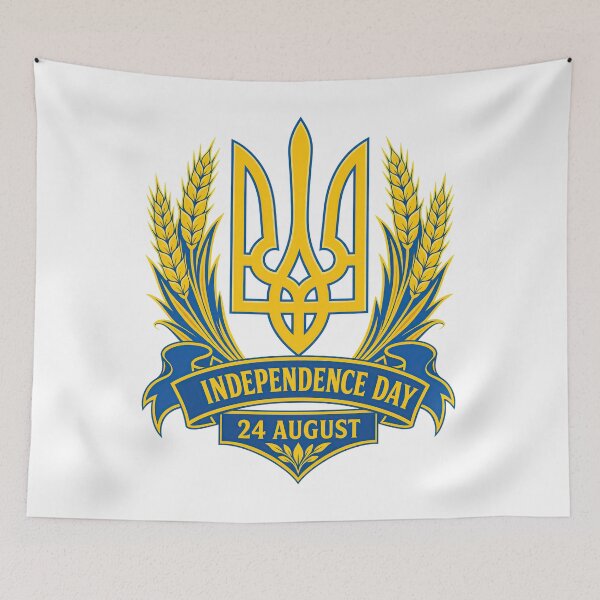 Item preview, Ukraine Independence Day Tryzub Wheat Emblem 24 August designed and sold by ML-Media.