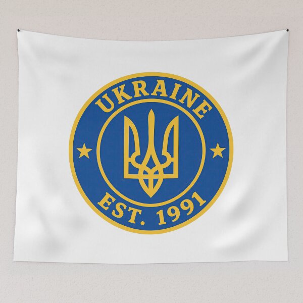 Item preview, Ukraine Tryzub Emblem Blue and Yellow Patriot Design designed and sold by ML-Media.