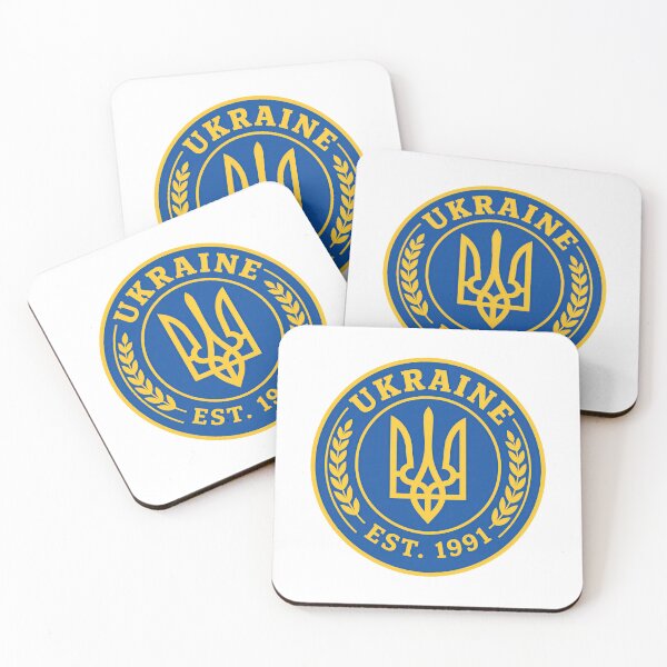 Item preview, Ukraine Tryzub Trident Emblem Blue and Yellow Est 1991 designed and sold by ML-Media.