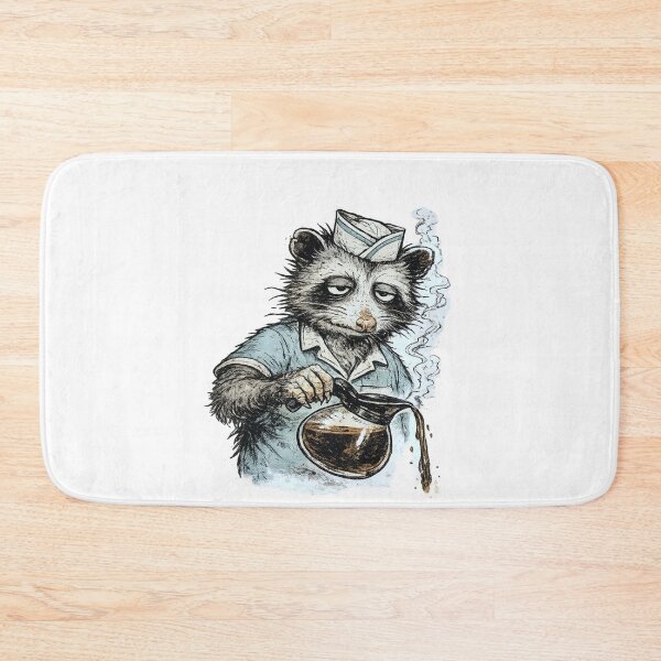 Item preview,  Tired Possum Diner Waiter Pouring Coffee in Paper Cap Vintage 70s Comix Style Night Shift Art designed and sold by OnPointOutfits.