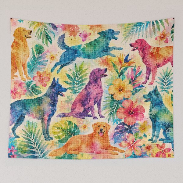 Item preview, Colorful Tropical Watercolor Dog Art designed and sold by A-C-G.