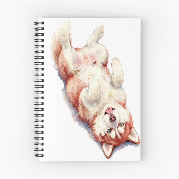 Item preview, Ginger red Siberian Husky puppy watercolor designed and sold by WildArtIT.