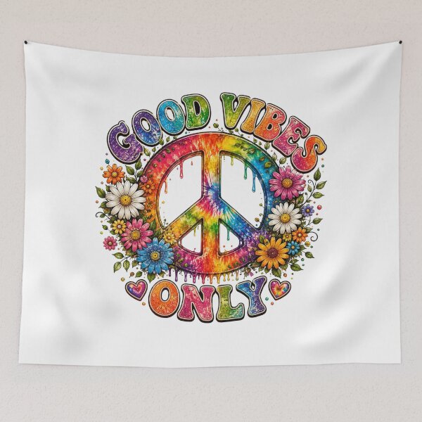 Item preview, Good Vibes Only Rainbow Peace Sign designed and sold by HippyRikky.