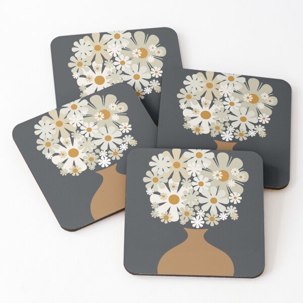 Item preview, Daisy Still Life Retro Flowers in Vase on Charcoal designed and sold by kierkegaard.