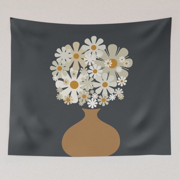 Item preview, Daisy Still Life Retro Flowers in Vase on Charcoal designed and sold by kierkegaard.
