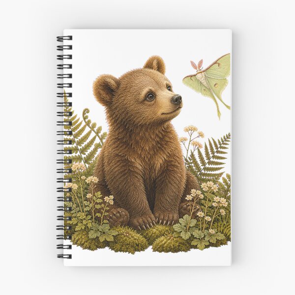 Item preview, Little Forest Bear and Luna Moth designed and sold by Whimsy Paw Studio | Cute Animal Art.