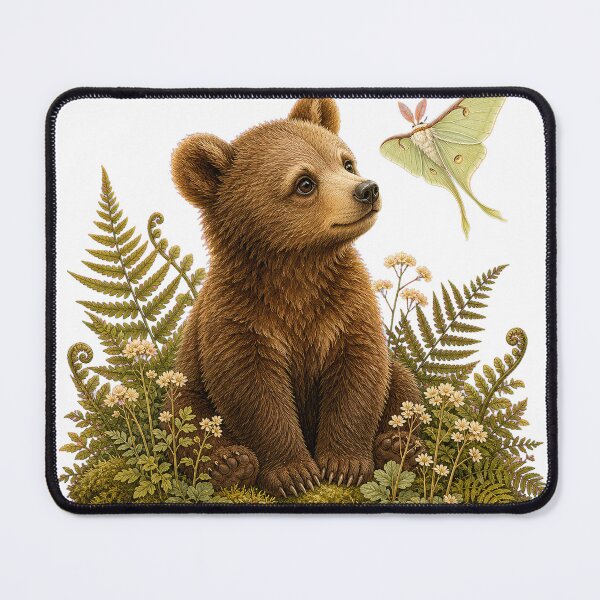 Item preview, Little Forest Bear and Luna Moth designed and sold by Freshloop Studio | Whimsical Vintage Art.