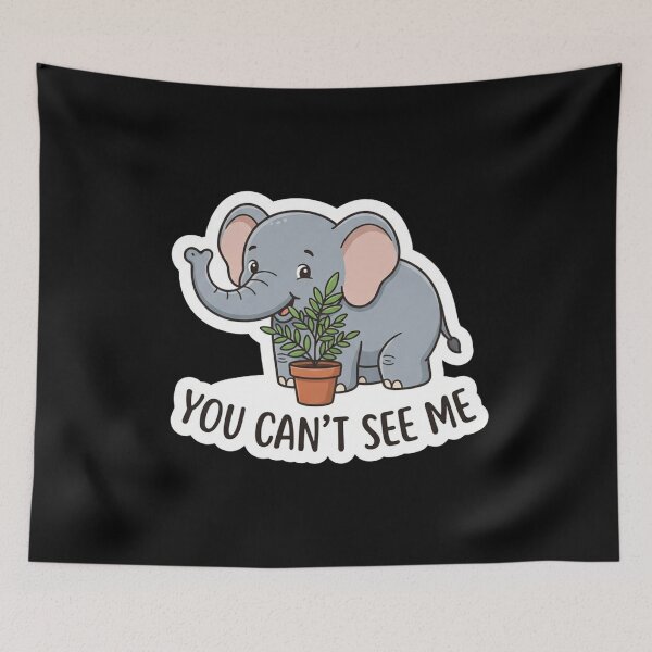 Item preview, Cute Little Elephant Hiding Behind Plant designed and sold by Owcomm.