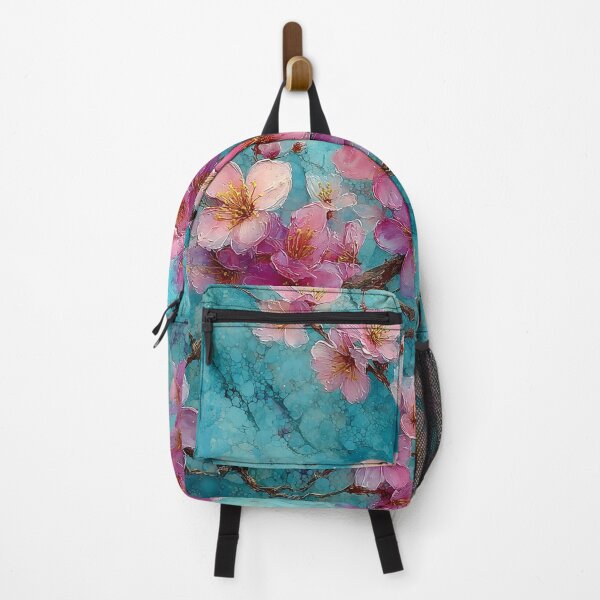 Item preview, Cherry Blossoms on Vibrant Turquoise Background designed and sold by RossignolStudio.