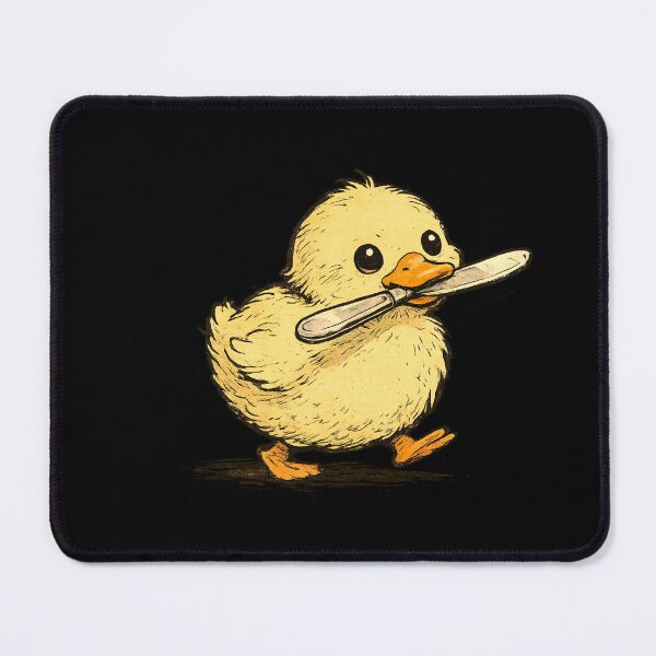 Item preview,  Innocent Round Duck Waddling with Butter Knife Funny Deceptively Cute Ink Spot Illustration designed and sold by OnPointOutfits.