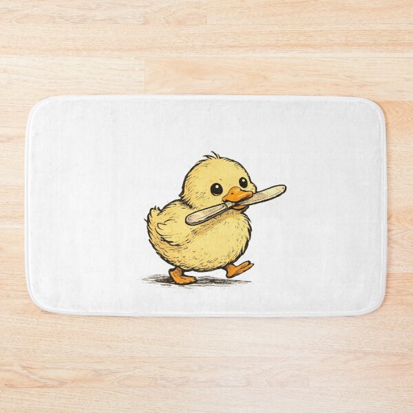 Item preview,  Innocent Round Duck Waddling with Butter Knife Funny Deceptively Cute Ink Spot Illustration designed and sold by OnPointOutfits.