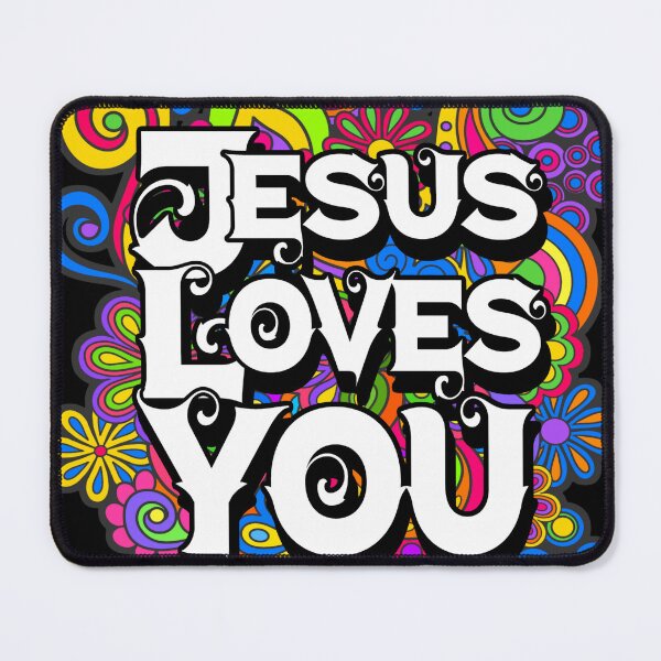 Item preview, Groovy "Jesus Loves You" Retro Christian Art - 70s Psychedelic Floral designed and sold by Alondra.