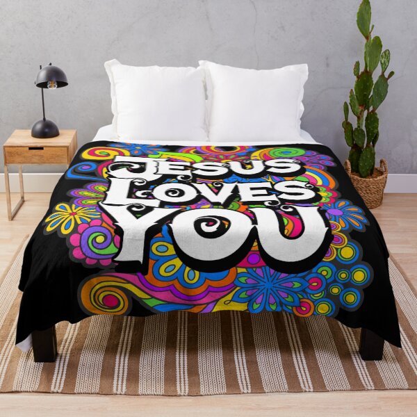 Item preview, Groovy "Jesus Loves You" Retro Christian Art - 70s Psychedelic Floral designed and sold by Alondra.