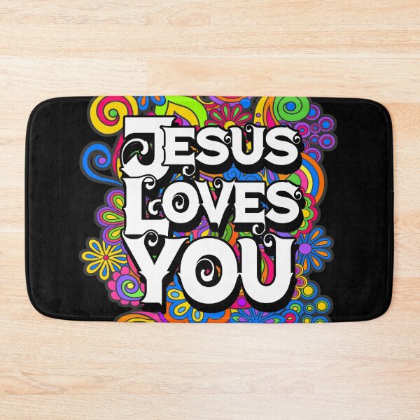 Item preview, Groovy "Jesus Loves You" Retro Christian Art - 70s Psychedelic Floral designed and sold by Alondra.
