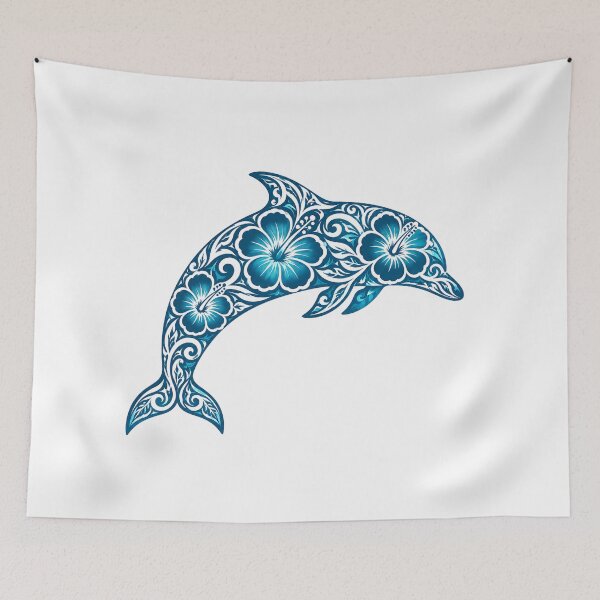 Item preview, Tropical Floral Hibiscus Dolphin designed and sold by OTSC.