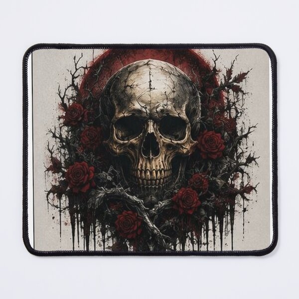 Item preview, Gothic Skull and Red Roses Art designed and sold by HollowOakPrints.