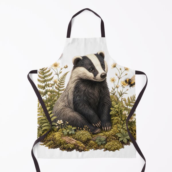Item preview, Woodland Badger with Bumblebees designed and sold by Whimsy Paw Studio | Cute Animal Art.