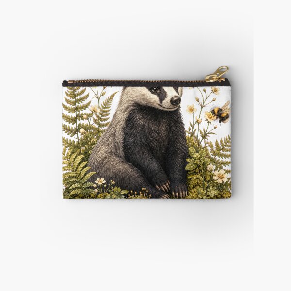 Item preview, Woodland Badger with Bumblebees designed and sold by Whimsy Paw Studio | Cute Animal Art.