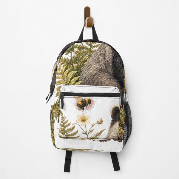 Item preview, Woodland Badger with Bumblebees designed and sold by Whimsy Paw Studio | Cute Animal Art.