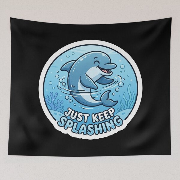 Item preview, Happy Dolphin Just Keep Splashing Illustration designed and sold by Owcomm.