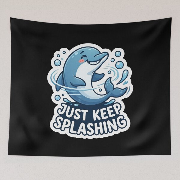 Item preview, Happy Little Blue Dolphin Just Keep Splashing designed and sold by Owcomm.