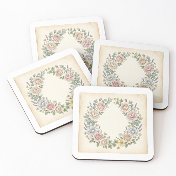 Item preview, Vintage Antique Paper Rose and Peony Wreath Botanical Print designed and sold by abdelski.