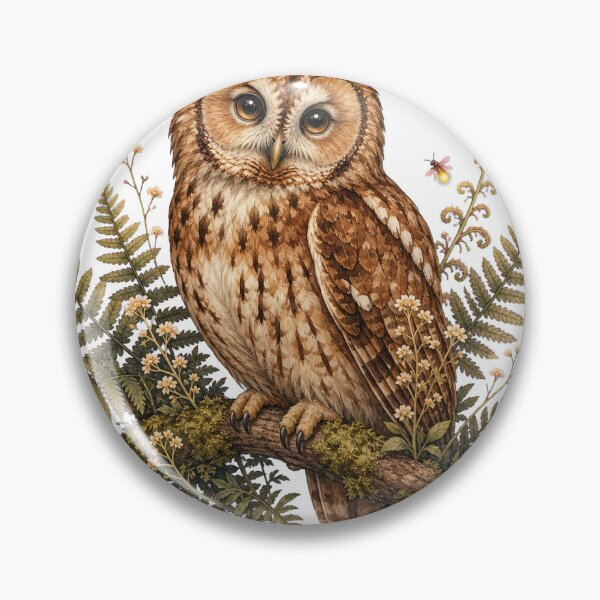 Item preview, Tawny Owl Surrounded by Fireflies designed and sold by Whimsy Paw Studio | Cute Animal Art.