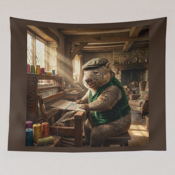 Item preview, Cheerful Wombat Weaving in His Cozy Cottage designed and sold by Tridentulus.