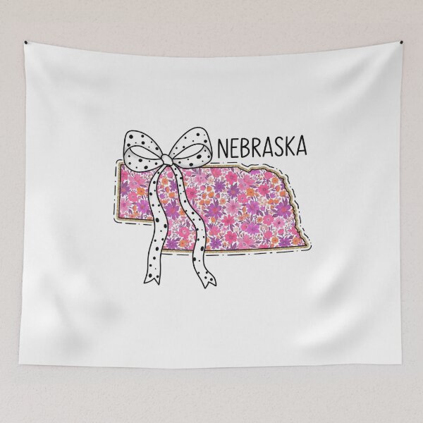 Item preview, Cute Nebraska Floral Map Graphic Coquette Bow Design designed and sold by Paper Drip.