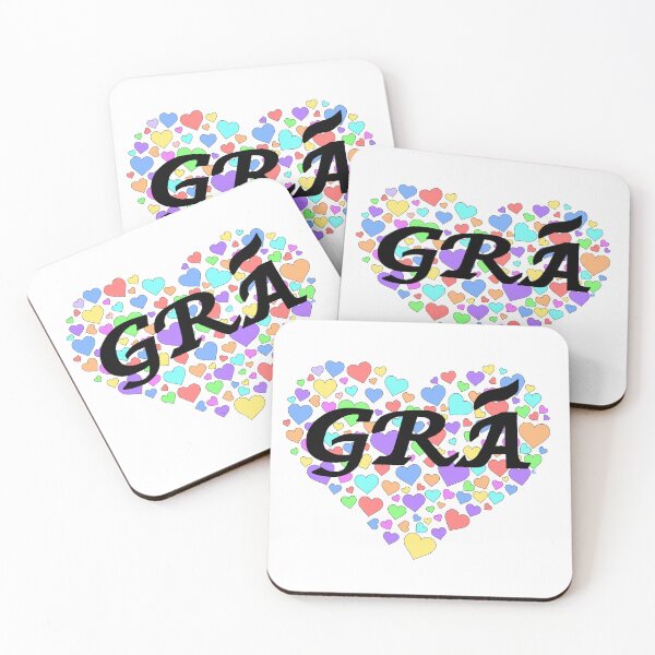 Item preview, GRÁ: LOVE (as Gaeilge / in Irish) Heart Filled with Rainbow Hearts designed and sold by BrokenIrish.