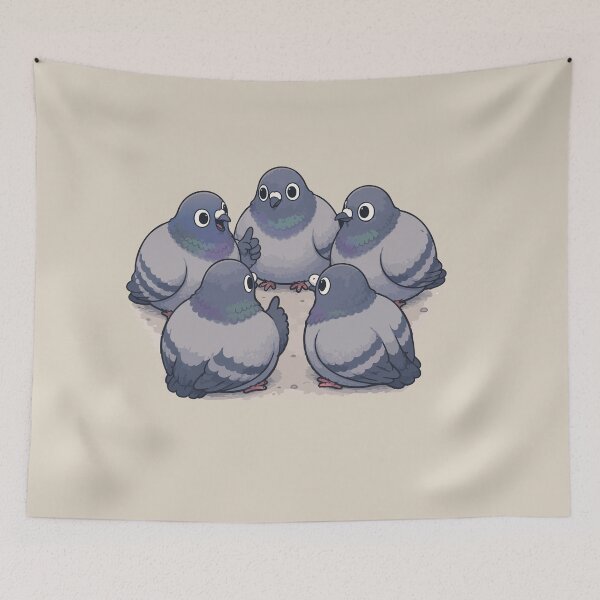 Item preview, Pigeon Meeting Sticker Cute Bird Gossip Club Funny Rock Dove Art designed and sold by SimplePoDesign.