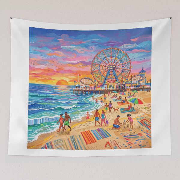 Item preview, Coney Island Summer Beach Art designed and sold by Home Decor Art.