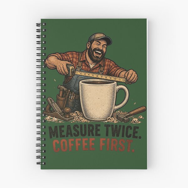 Item preview, Funny Carpenter Gift Measure Twice Coffee First Woodworker Design designed and sold by thoughtswear.