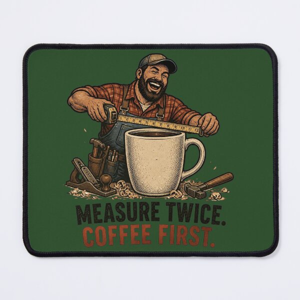 Item preview, Funny Carpenter Gift Measure Twice Coffee First Woodworker Design designed and sold by thoughtswear.