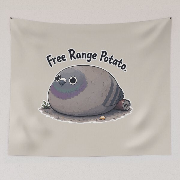 Item preview, Free Range Potato Pigeon Sticker Funny Chubby Bird Meme Gift designed and sold by SimplePoDesign.