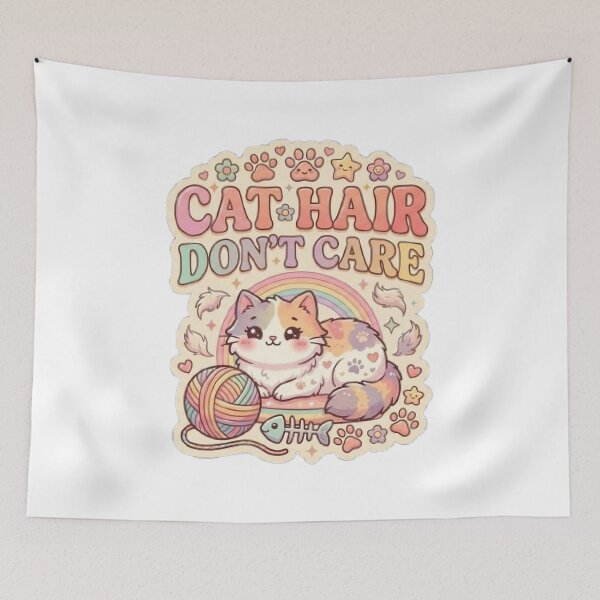Item preview, Cat Hair Don't Care | Cute Fluffy Cat Retro Typography T-Shirt for Cat Lovers designed and sold by Faisal  Shah.