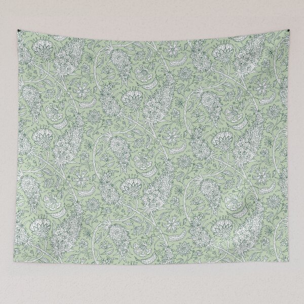 Item preview, Vintage Paisley Jacobean Pattern | Floral Chintz Sage Green White designed and sold by paldronma.