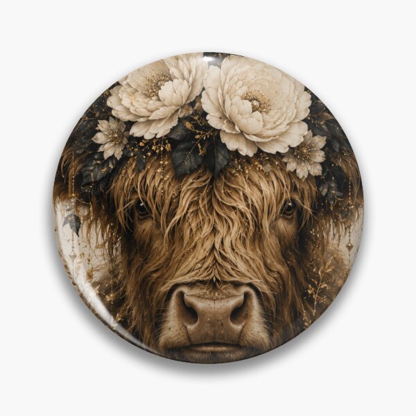 Item preview, Highland Cow Golden Moon Floral Crown designed and sold by ⭐ AURA STUDIO.