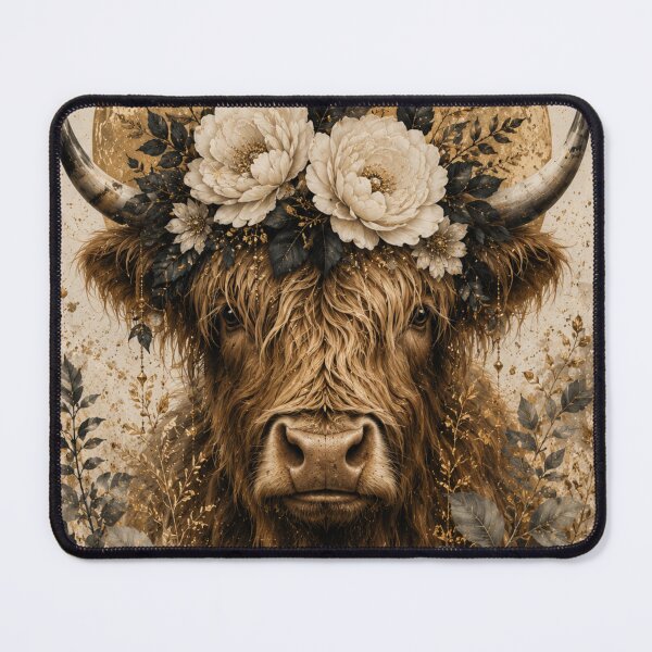 Item preview, Highland Cow Golden Moon Floral Crown designed and sold by ⭐ AURA STUDIO.