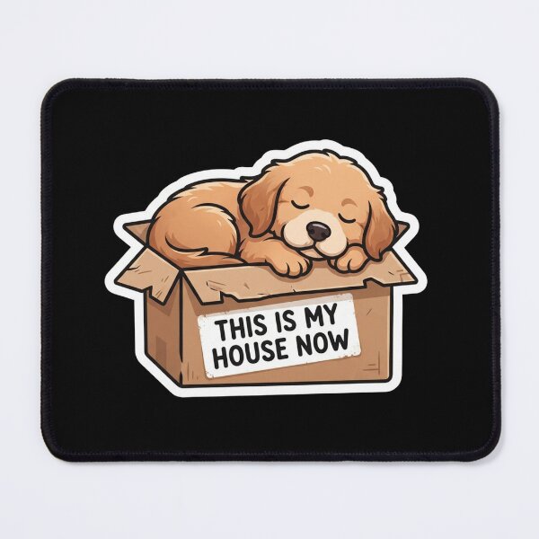 Item preview, Sleeping Golden Retriever Puppy In Cardboard Box House designed and sold by Owcomm.