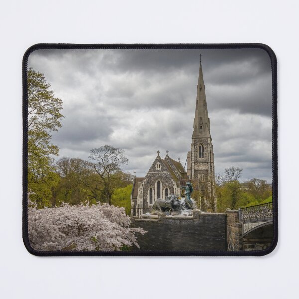 Item preview, St. Alban's Church in Copenhagen with Cherry Blossoms designed and sold by jrtwynam.