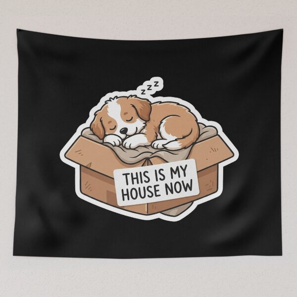 Item preview, Cute Sleeping Puppy In Cardboard Box designed and sold by Owcomm.