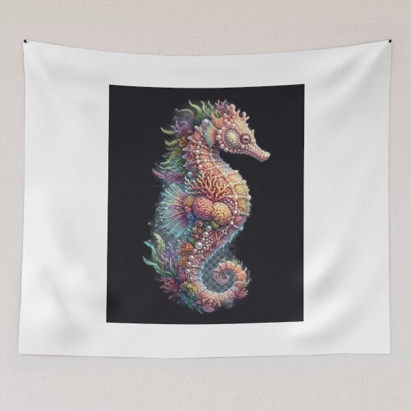 Item preview, Pearl and Coral Encrusted Seahorse Art designed and sold by GrzywaM.